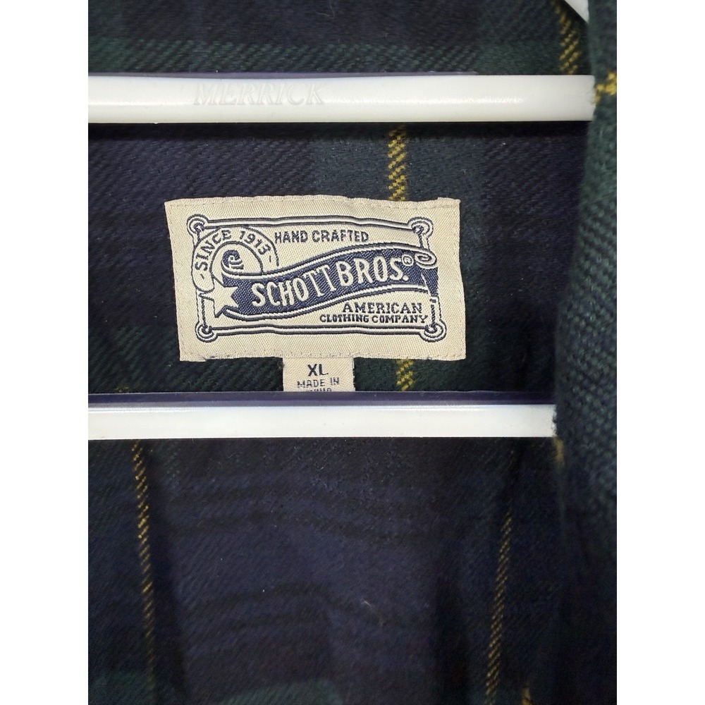 Schott Bros Men's Black Watch Plaid Cotton Flannel Button Up Size XL - Picture 2 of 7